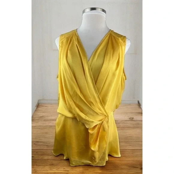 NWT Melissa McCarthy Seven7 Drape Faux Wrap Sleeveless Satin Blouse Plus Size 2X - Picture 14 of 15